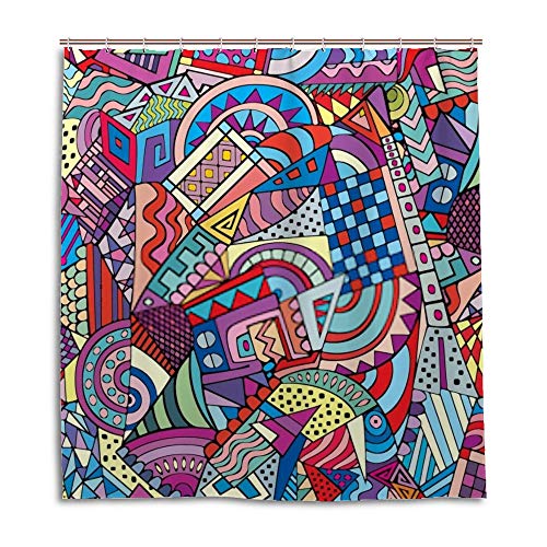 Rideau de douche géométrique coloré en polyester imperméable 150x180 cm