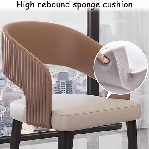 Miniatura 6 de YVYKFZD Sillas de comedor de mediados de siglo, juego de sillas de cocina de cuero, silla de comedor con respaldo curvado y patas de metal, sillón