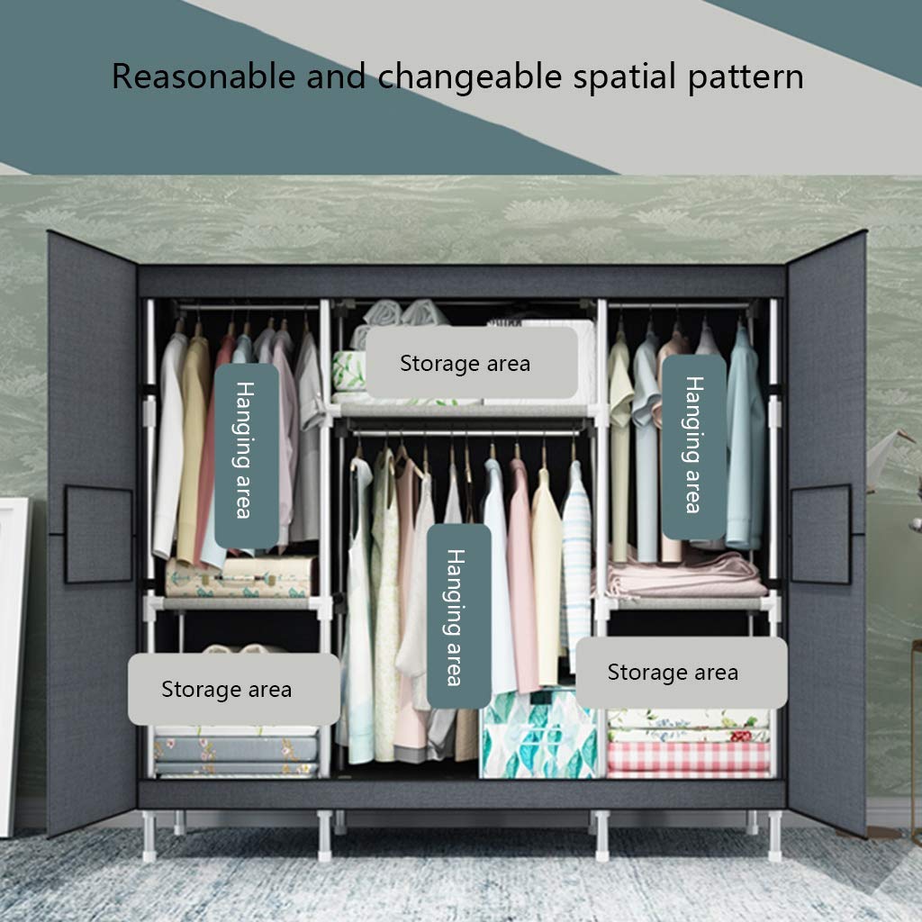 Faltbarer Kleiderschrank, platzsparend, Faltbarer Stoffschrank, Campingschrank, einfach aufzubauen, in Vier Farben erhältlich (A Small)
