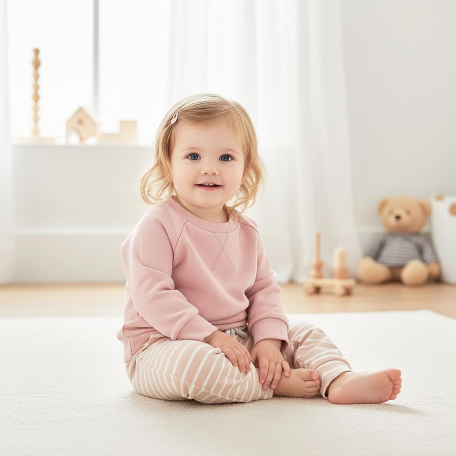 Toddler Baby Girl Clothes Fall Outfits Sweatshirt Infant Sweat Suit Solid Long Sleeve Winter Outfit Pants Set 0-24M - Image 2