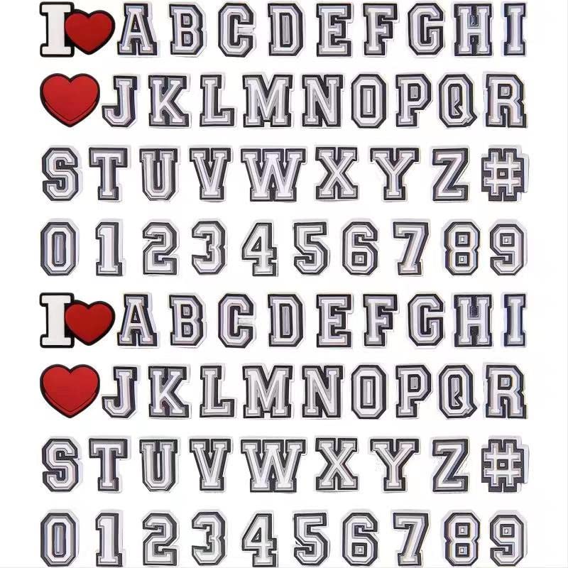 OKSHIONLetters Numbers Shoe Charms, A-Z Letters & 0-9# Numbers Clog Charms for Wristbands Bracelets, Decoration for Boys Teens Adults Party Favor Birthday Gifts 78PCS