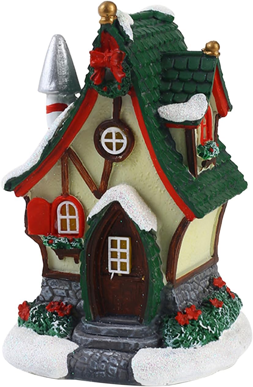 Christmas Music Resin House/Boot Ornament Battery Operated Table Decoration with LED Lights and Box