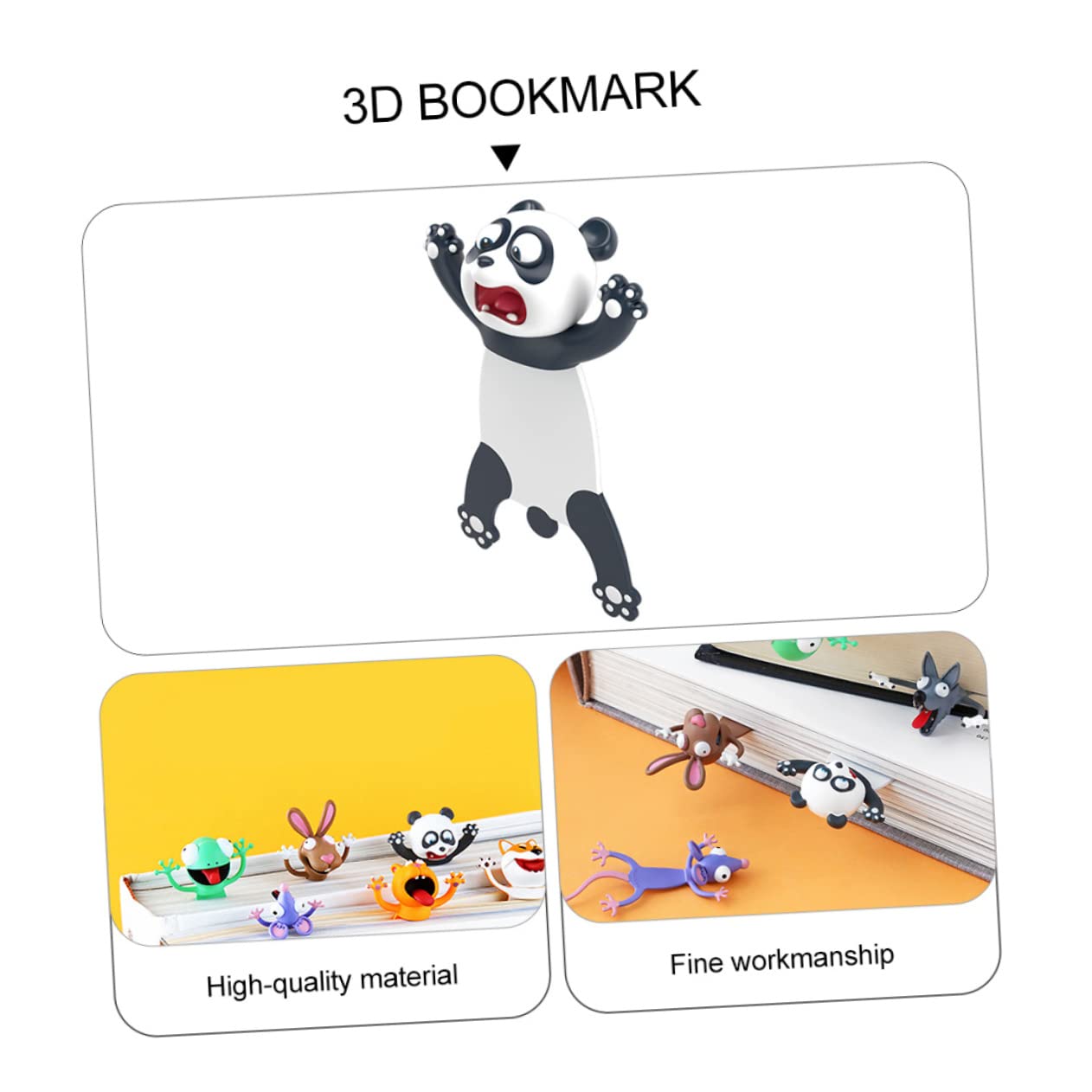 TEHAUX 3pièces Marque-pages Animaux Pvc Accessoire Scolaire Créatif Pour Garçon Fille Bookmark Original Pour Étudiants Pour Lecture Et Éducation