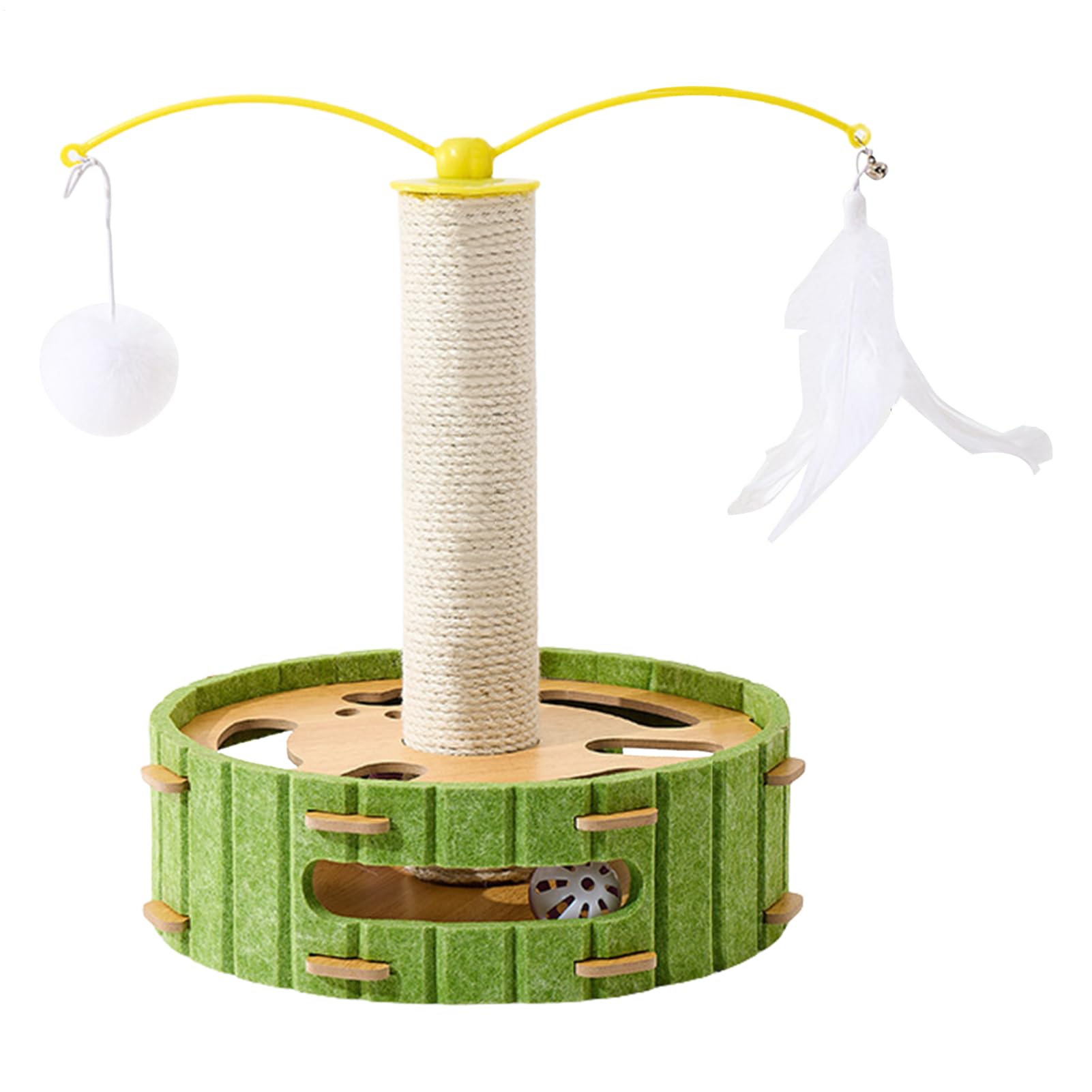 Piste à balle pour chat intégrée sur griffoir vertical stable