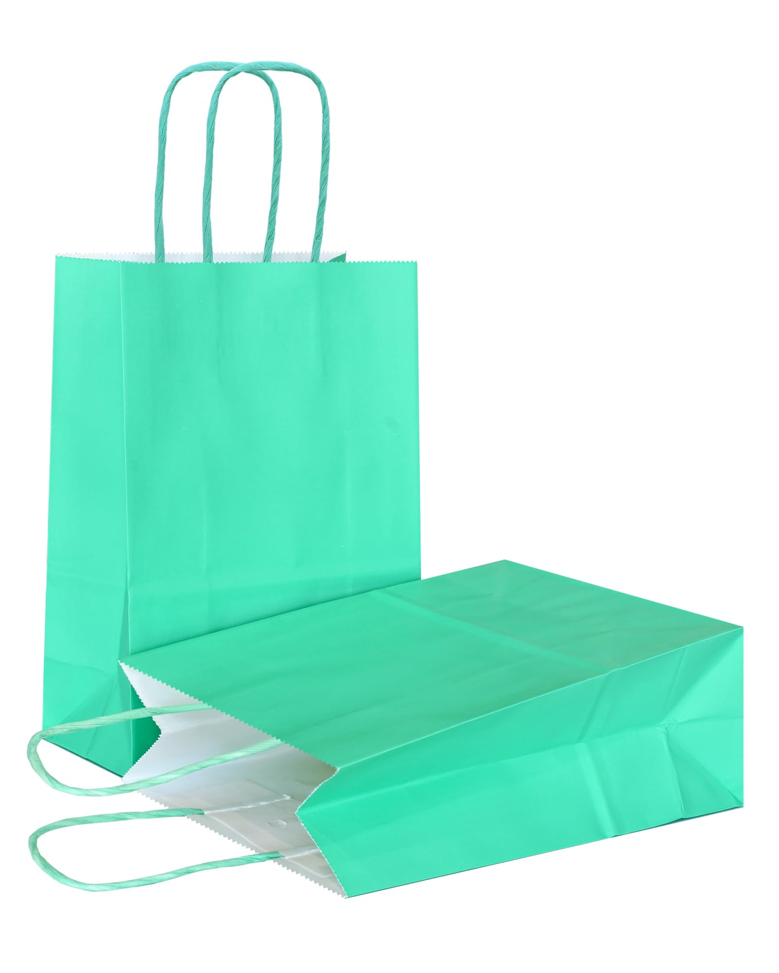 AZOWA Gift Bags Small Kraft Paper Bags with Handles (16 X 8 X 22 CM, Green, 25 Pcs)
