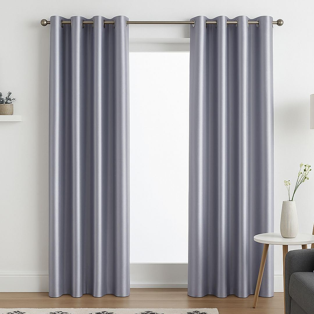 John Aird Luxury Faux Silk Fully Lined Eyelet Curtains (Silver, 117cm Width x 183cm Drop (46"x 72")