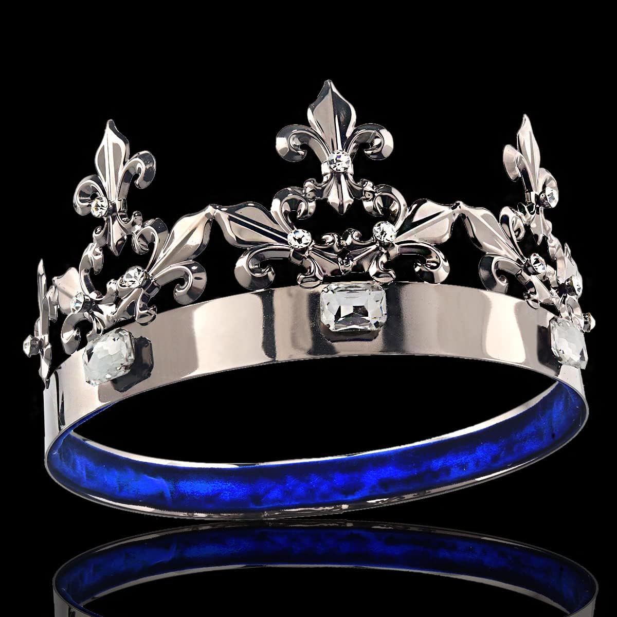 Rey Reina Real Barroco Negro Príncipe Corona Redonda Accesorios para el Cabello Para Fiesta de Disfraces Halloween Desfile Boda