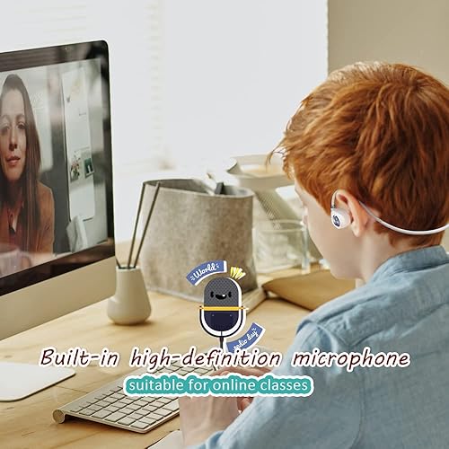 Miniatura 4 de LEAGLEE Auriculares para niños X56A Auriculares de oído abierto inalámbricos Bluetooth Auriculares de conducción de aire con micrófono ultraligeros,