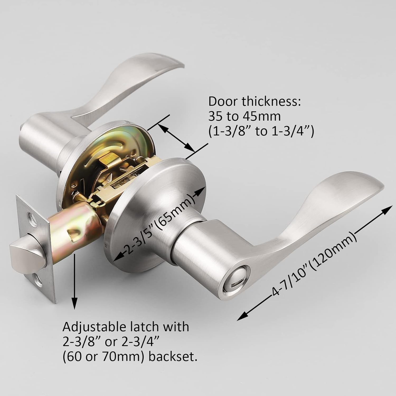 80% оƒƒ Dіѕсоunt GOBEKOR 3 Pack Satin Nickel Privacy Door Handles for Bedroom and Bath Lever Door Handle Interior with Lock Wave Door Levers Keyless