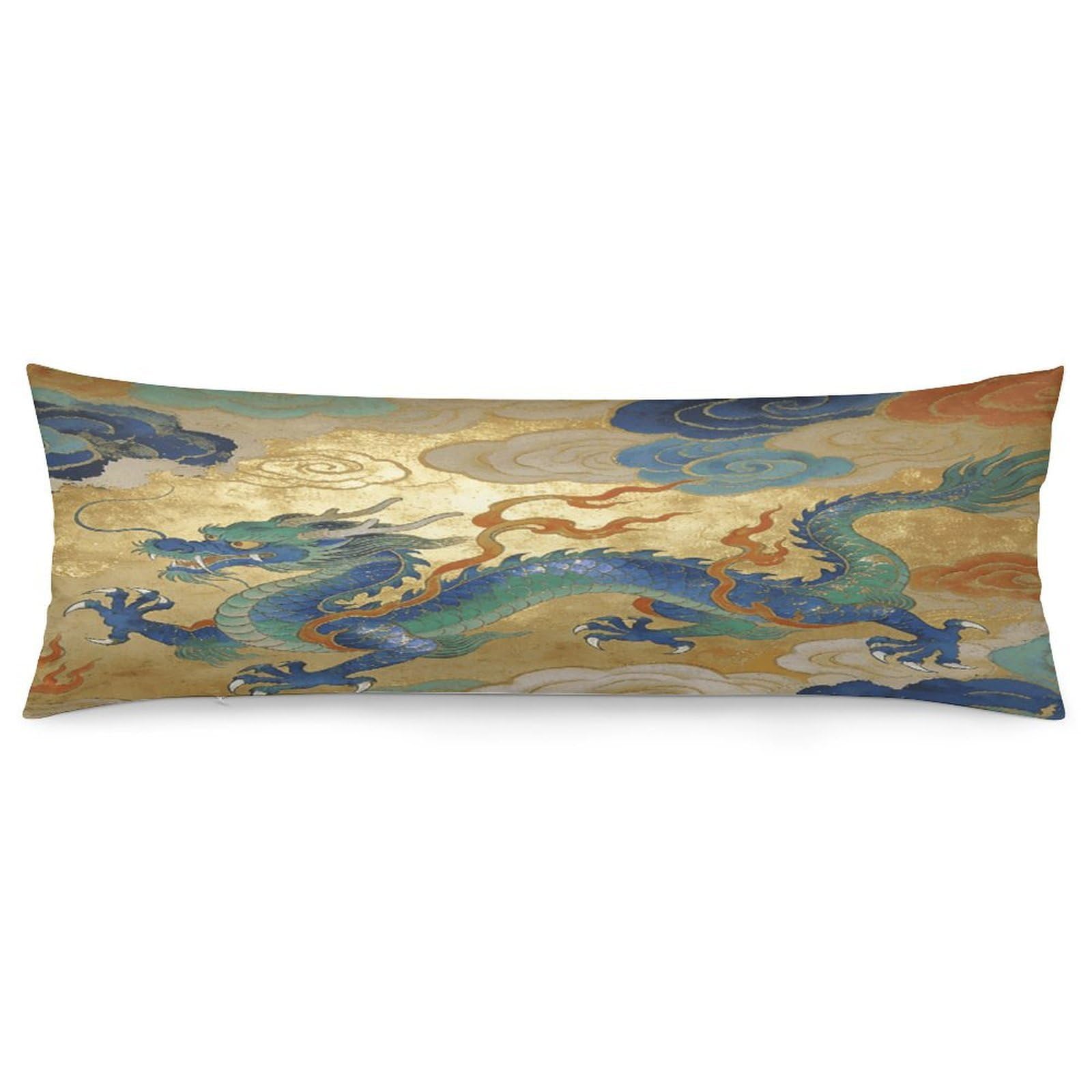 Soaring Dragon in Auspicious Clouds Body Pillowcase Soft Breathable Full Long Pillow Cover 20x54 Inches Polyester Pillow Case with Hidden Zipper Closure for Bedroom Home Decorations