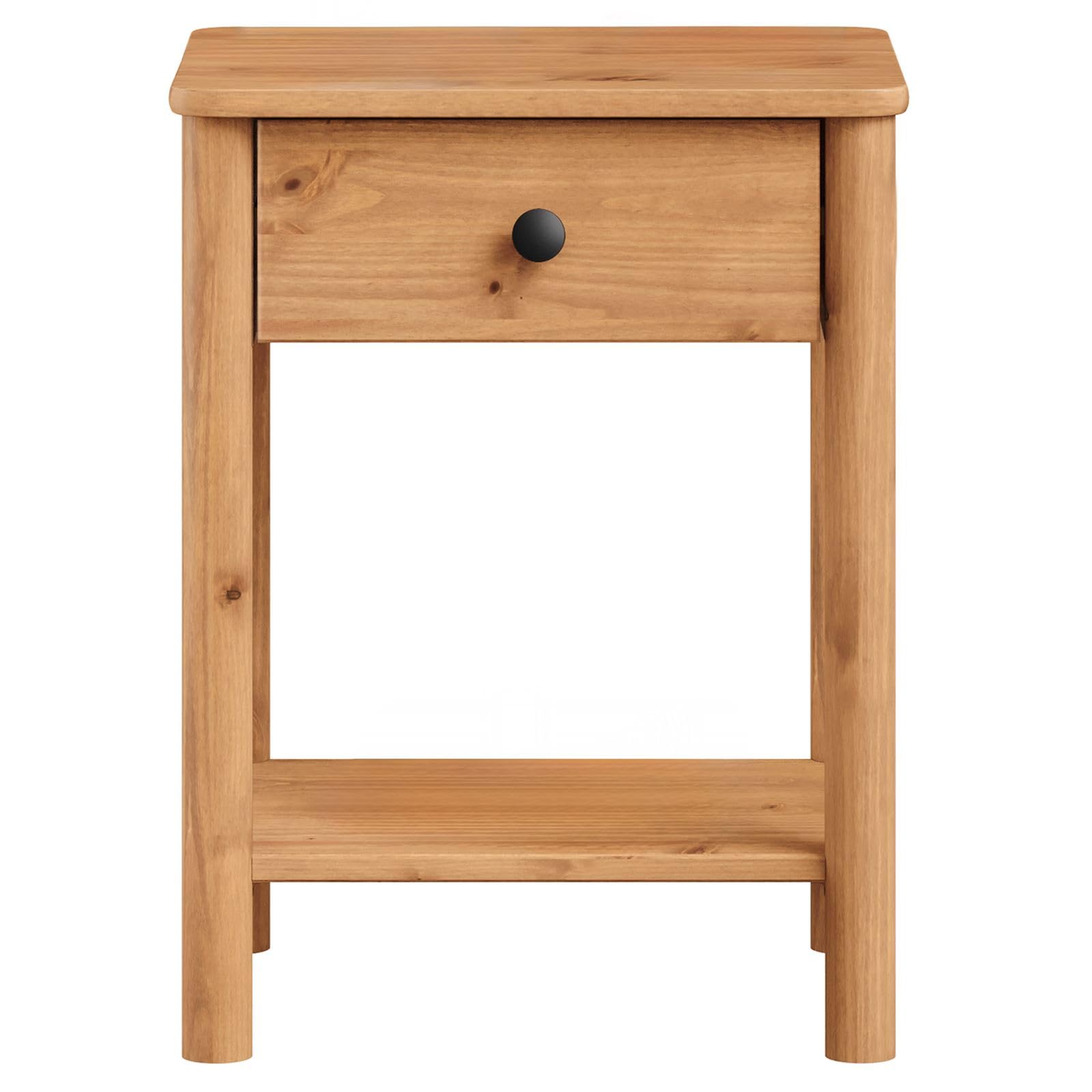IDIMEX Table de Chevet APOANA avec 1 tiroir et 1 Tablette, Dimensions montées 45 x 55 x 35 cm, pin Massif Coloris chêne, idéal pour Chambre ou Salon, Style Naturel