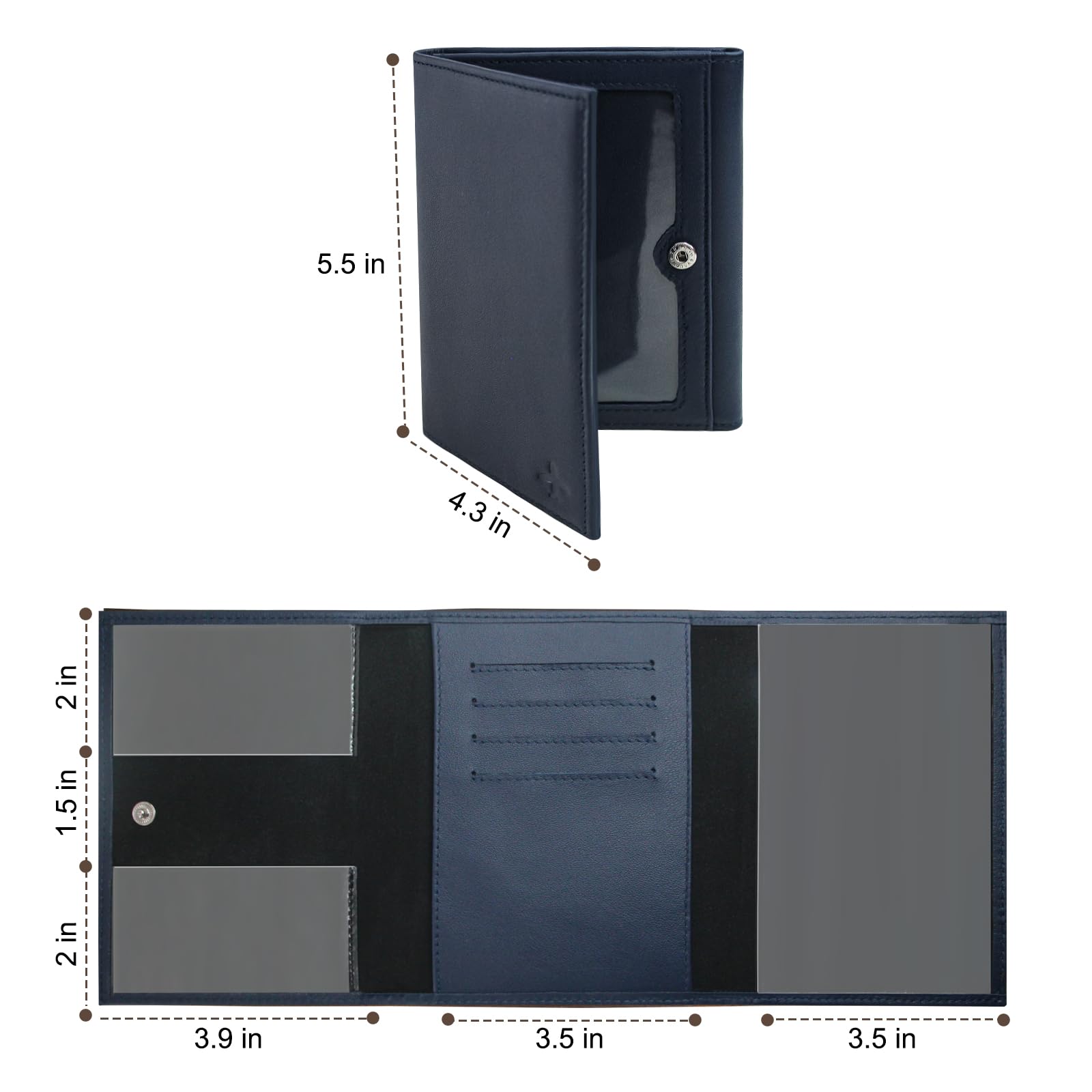 Boshiho Cartera para pasaporte de piloto – Accesorios de cuero azul para pasaporte, pasaporte de viaje de cuero premium, organizador de documentos de viaje, funda protectora para pasaporte, tarjeta de