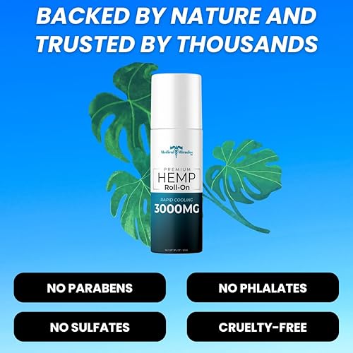 Miniatura 4 de Medical Miracles Aceite de cáñamo roll-on  Ideal para músculos, caderas, articulaciones, cuello, espalda, codos, dedos, manos y rodillas, fabricado