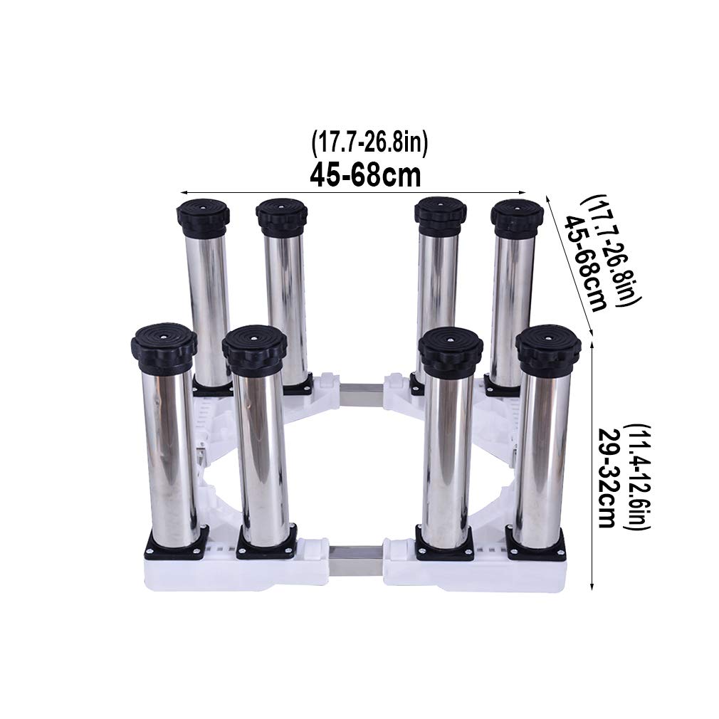 Base universal Estante alto Lavadora Estante Base Telescópica Longitud/Ancho 45-68 cm Evita rayones Abolladuras Secador Refrigerador Electrodomésticos Base Alfombrilla antivibración 4/8/12 Patas