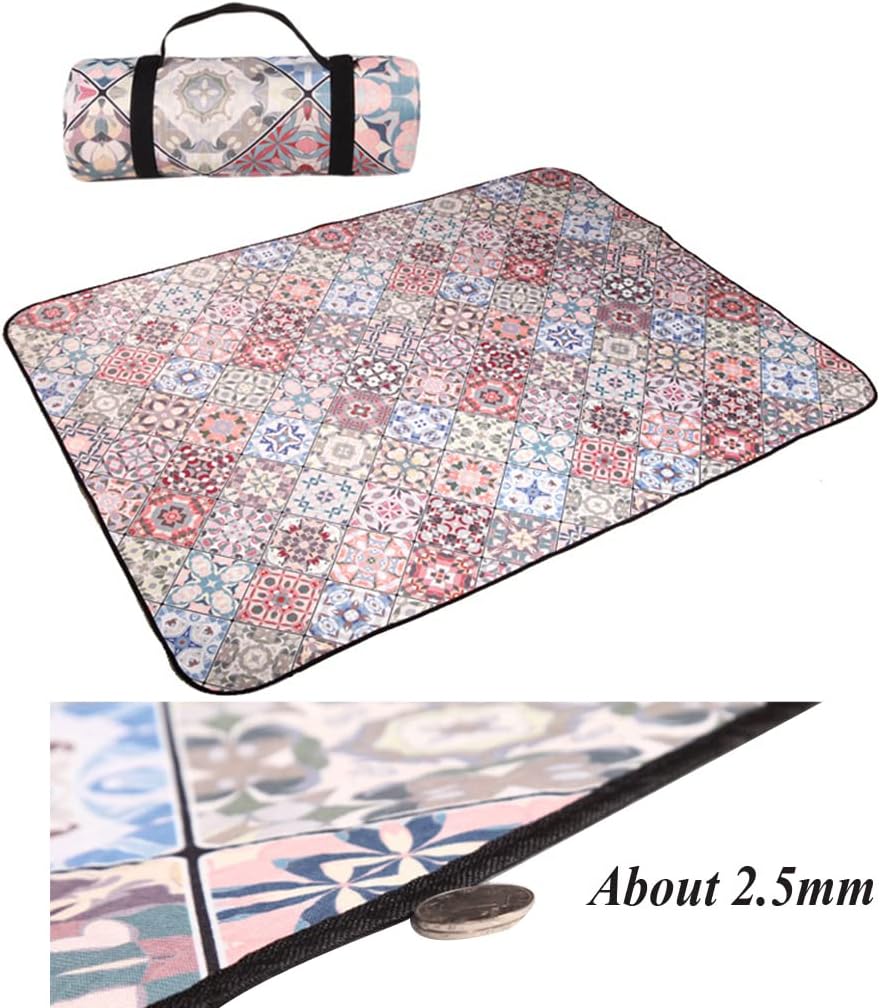 Picnic Blanket ，Outdoor Blanket，Multi-Purpose padPicnic Blanket Outdoor, Beach Mat 3 Layers Anti Sand, 200 * 150CM/200 * 200CM Foldable Camping Blanket Kids Playground Picnic Mat with Carry Strap for