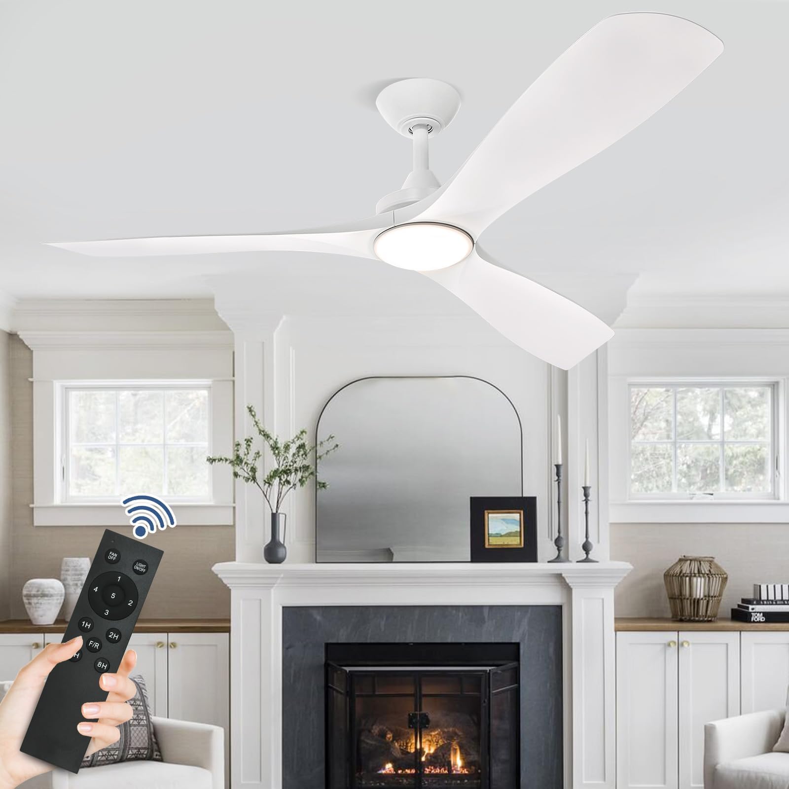 Ventilatore A Soffitto Depuley 42 Pollici Con Luce LED E Telecomando – Motore Silenzioso, Reversibile, Dimmerabile, Per Camera, Soggiorno, Patio E Ufficio