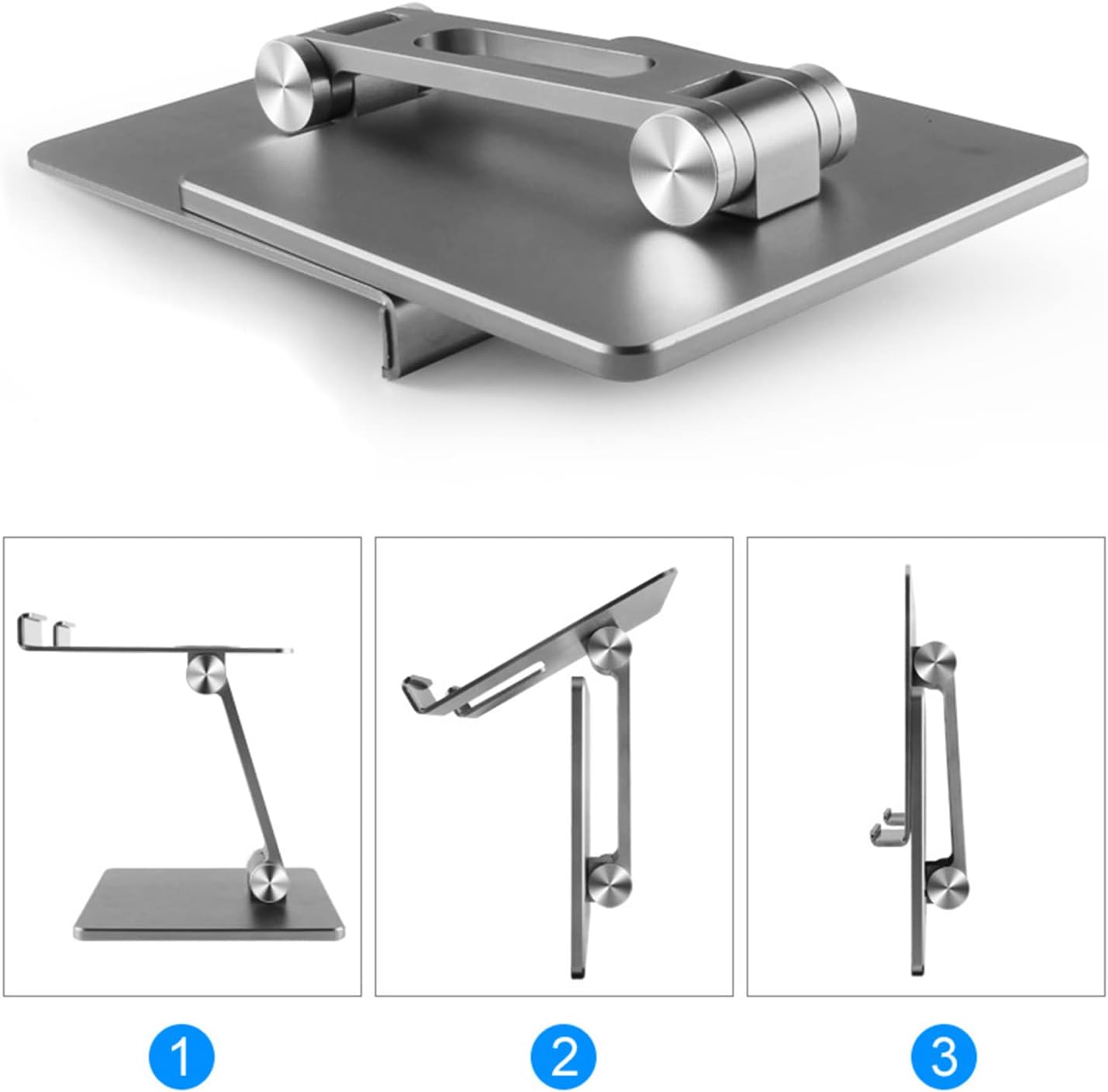 Tissting Adjustable Tablet Stand, Aluminum Alloy Tablet Holder Foldable Anti Slip Desktop Holder Portable Strong Bearing Capacity for Tablet Mobile Phone Cell Phone