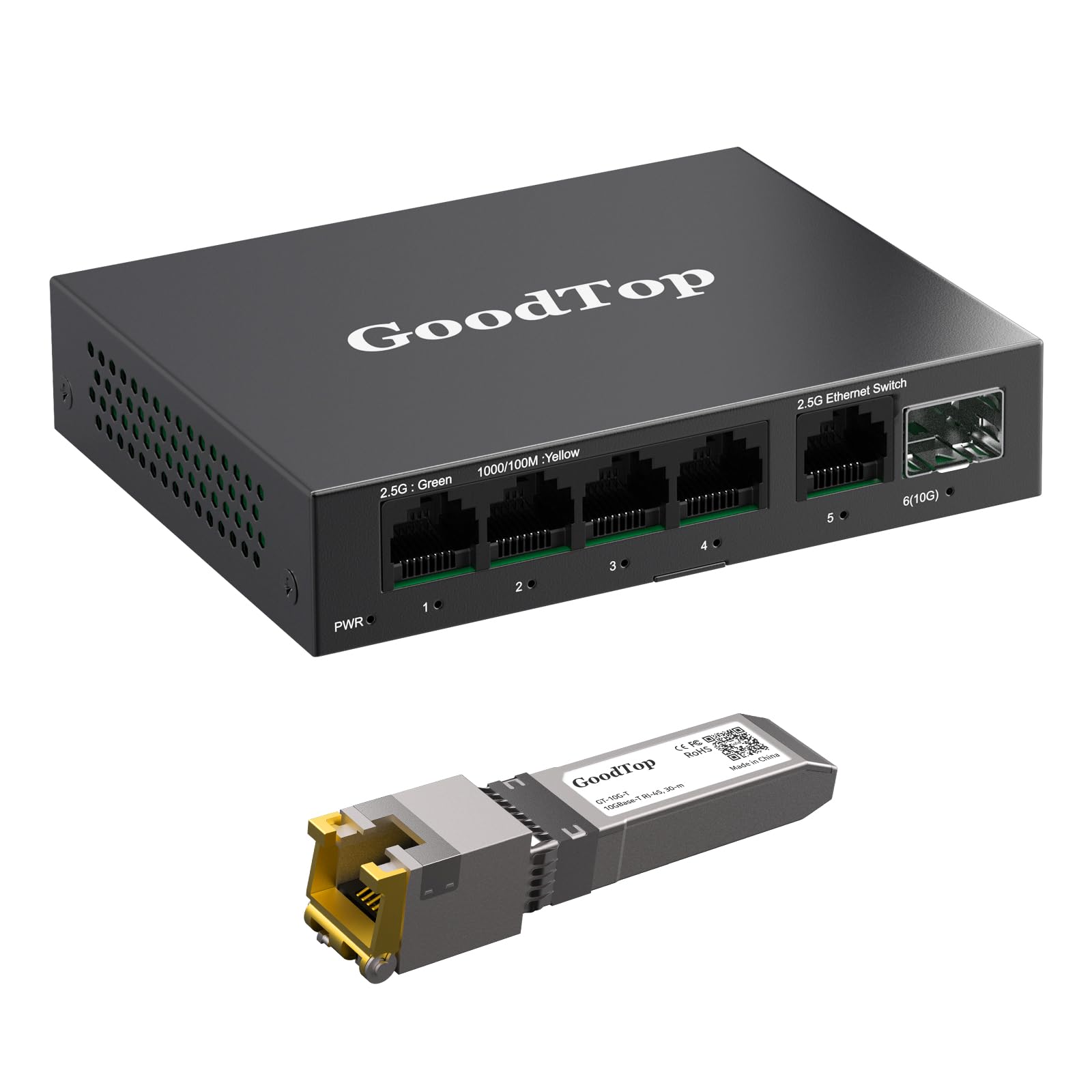 GoodTop 2.5Gb Unmanaged Switch and 10G SFP+ Transceiver