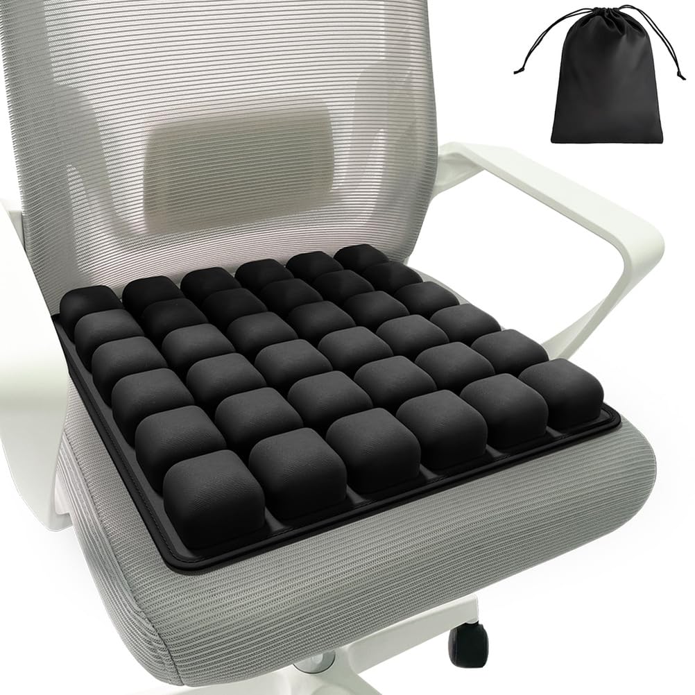 Cuscino gonfiabile per sedile, autogonfiante, per escursionismo, aereo, ufficio, auto, campeggio, stadio, 44 x 44 cm