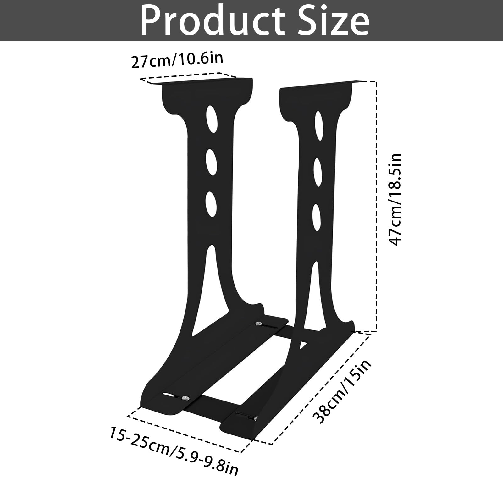 Soporte para Pc Acero Inoxidable, Soporte Negro para Pc Debajo del Escritorio Ancho Ajustable De 15 A 25 Cm Capacidad De hasta 30 Kg para La MayoríA De Los Anfitriones