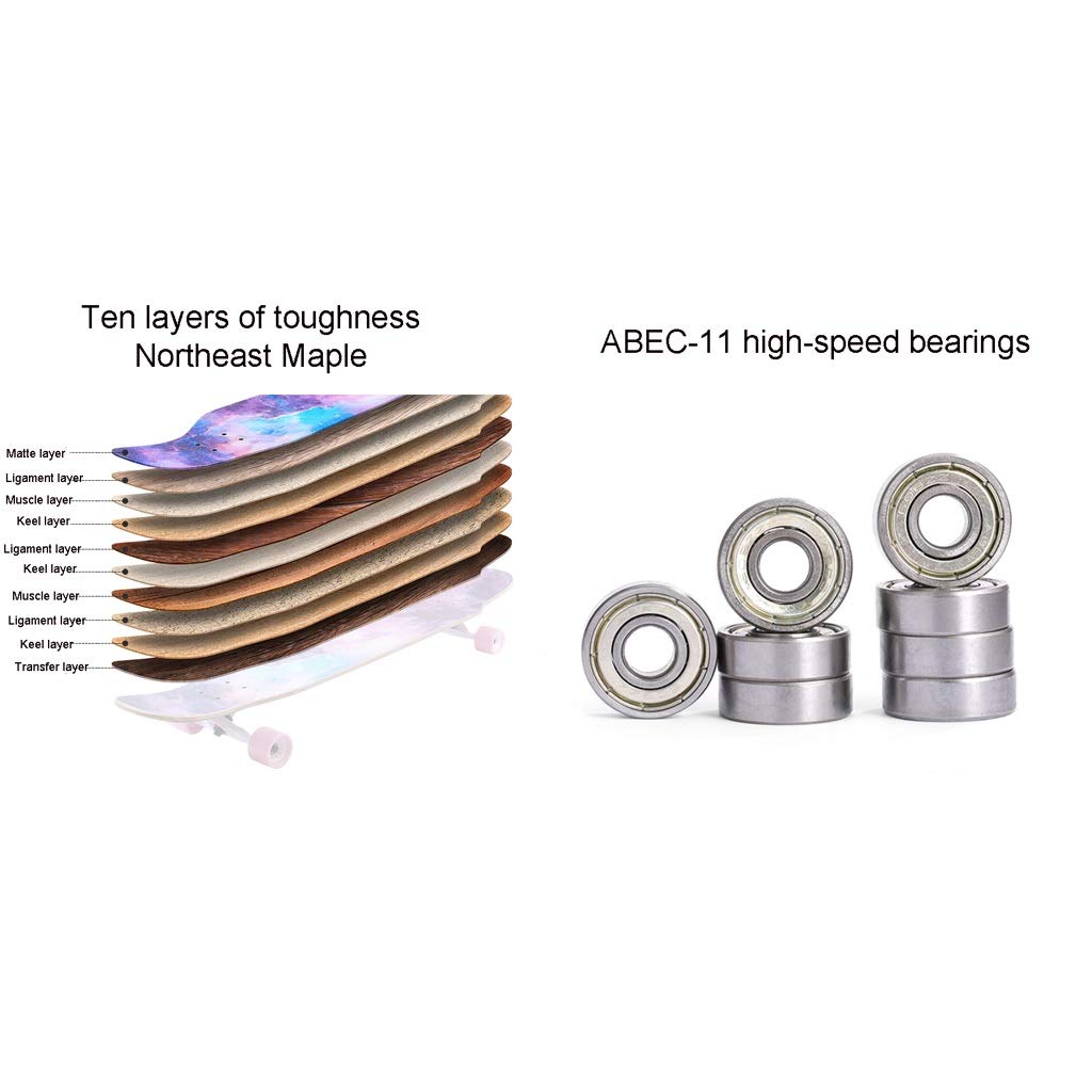 TXTC 47 Pouces 10 Ply Maple Complète Longboard Skateboard Danse, Croisière, Courbant, Slide Freeride, Freestyle Et Descente Freestyle Cruiser for Les Adolescents Ou Adultes Débutants (Color : D)