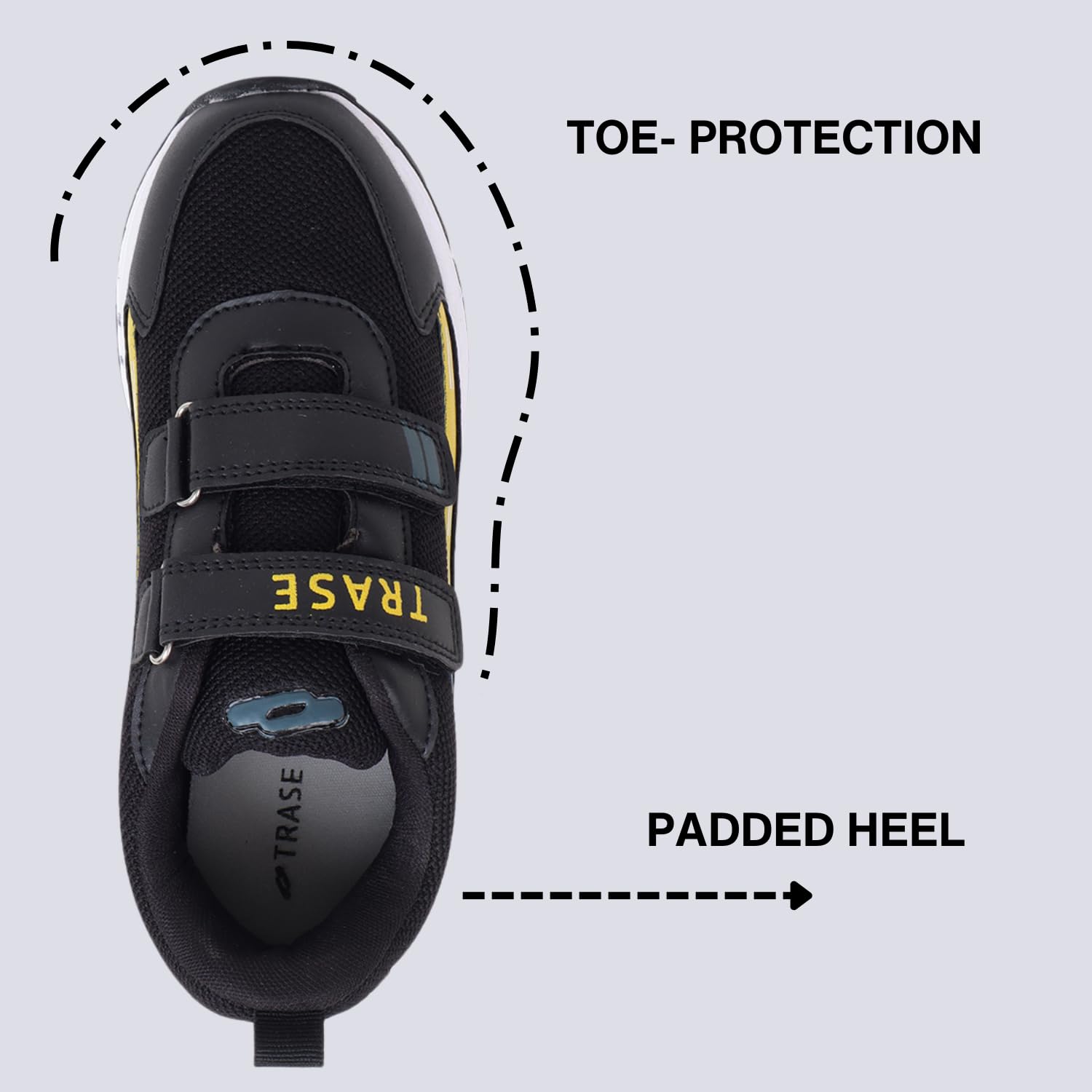 TRASE Kids Boys Sports Shoes |Running, Walking, All Day Casual Wear with Hook & Loop Design 4 61ZLhAzFegL. SL1500