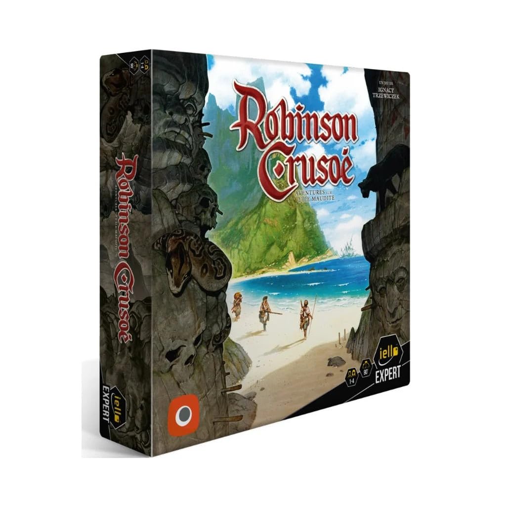IELLO Robinson Crusoe: Avventure sull'Isola Maledetta | Gioco di Società Cooperativa di Avventura e Sopravvivenza | 1-4 Giocatori | 7 Scenari Evoluzionari | Esplorazione, Costruzione e Pericolo