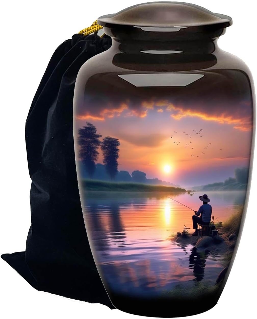Fishing Man urn, Pictured Cremation Urn for Human Ashes, Completely Handicrafted with,Gone Large Cremation Fishing Urns for Human Ashes Adult Male Female - 200 Lbs Decorative Men Urn Fishing