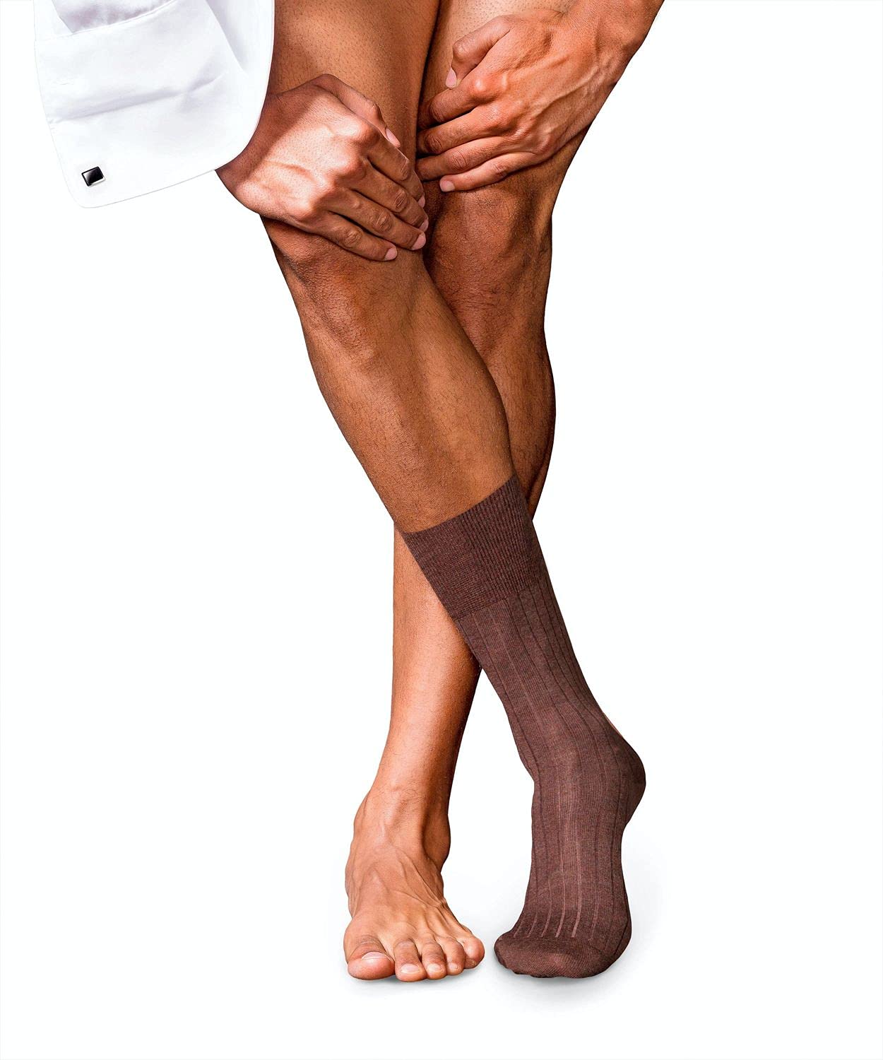 Falke Men's Brown Teak Melange 5456 No. 2 M So Cashmere Plain 1 Pair Socks, 5.5-6.5