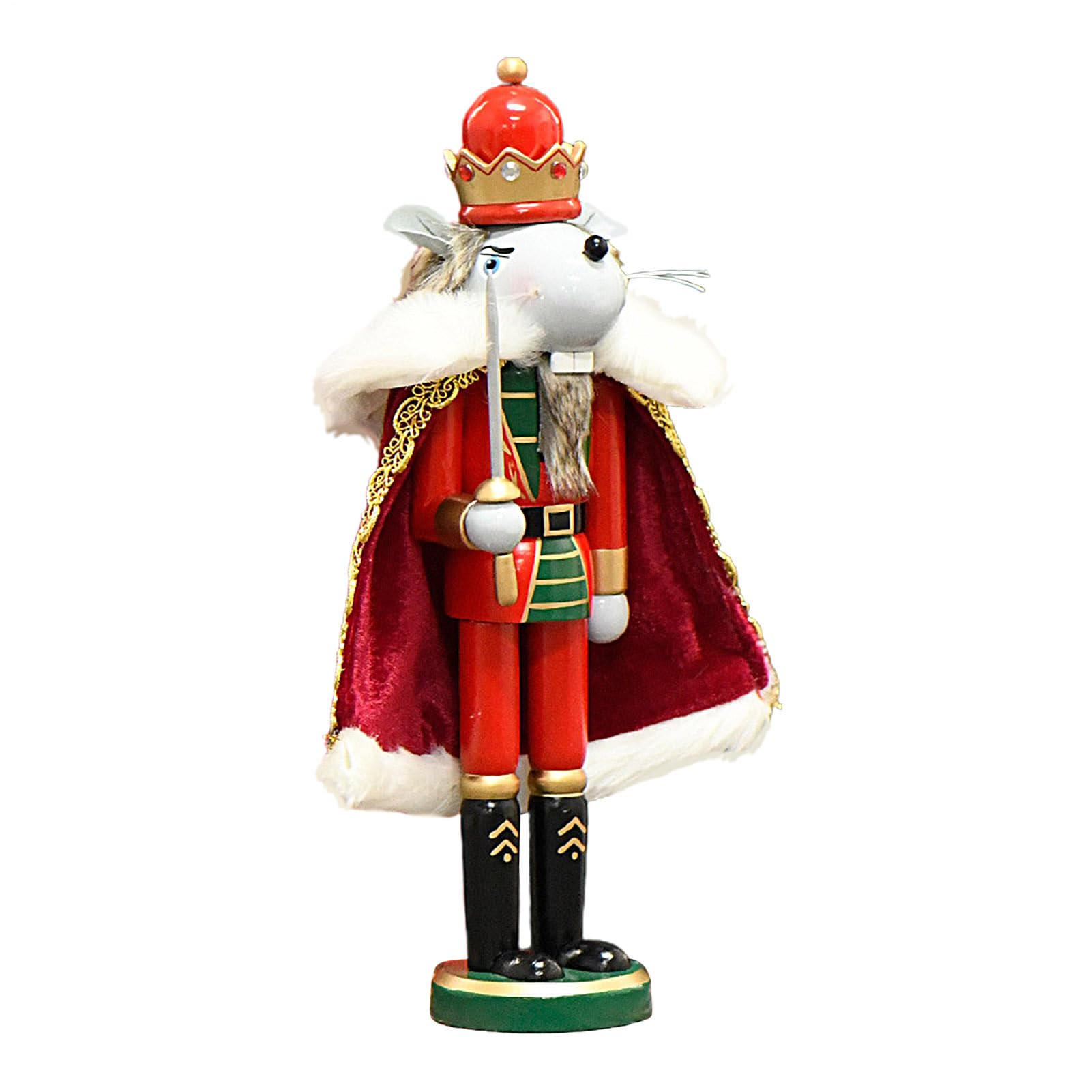 Casse-noix figurines du roi des souris décoration Noël bois traditionnelle 30,5 cm