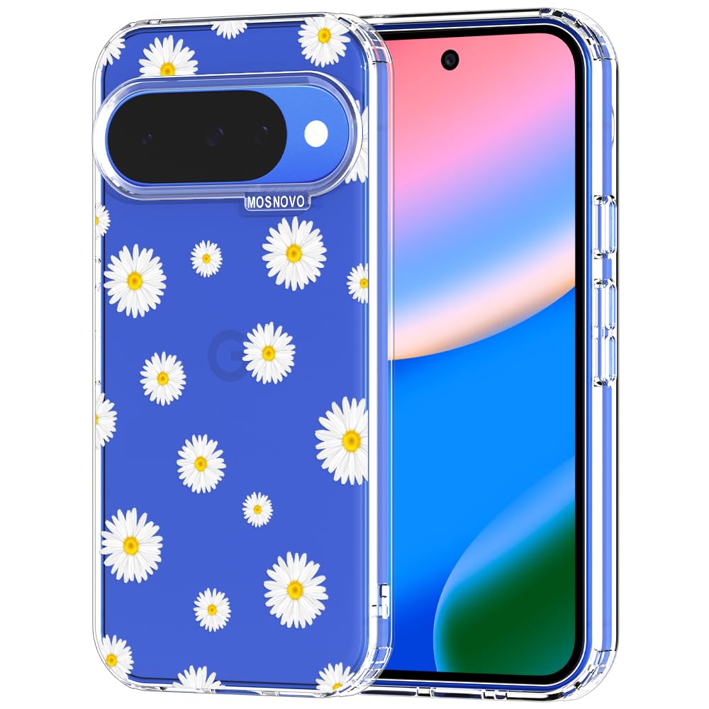 MOSNOVO Case for Google Pixel 9 & Pixel 9 Pro, [Buffertech 6.6ft Military-Grade Drop Protection] [Anti Peel Off Tech] Clear TPU Bumper Phone Case Cover Design - Great Wave — view 45