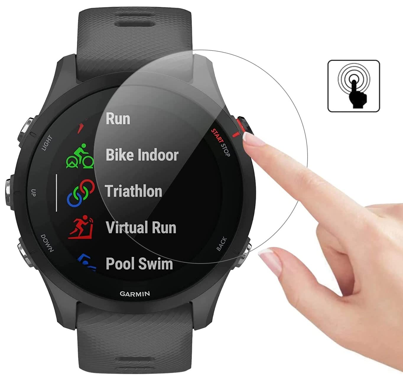 PHONILLICO Vetro temperato per Garmin Forerunner 255 / 255 Music [Set di 2] [40mm] Pellicola proteggi schermo anti graffio