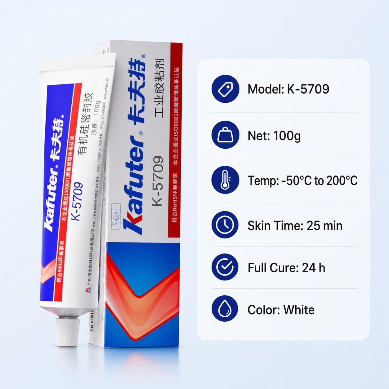 VIDOO Kafuter K-5709 Mastyks Syntetyczny Odporny na Warunki Atmosferyczne, Cement Mocujący Komponenty Metalowe Szkło o Niskiej Twardości - 300ml