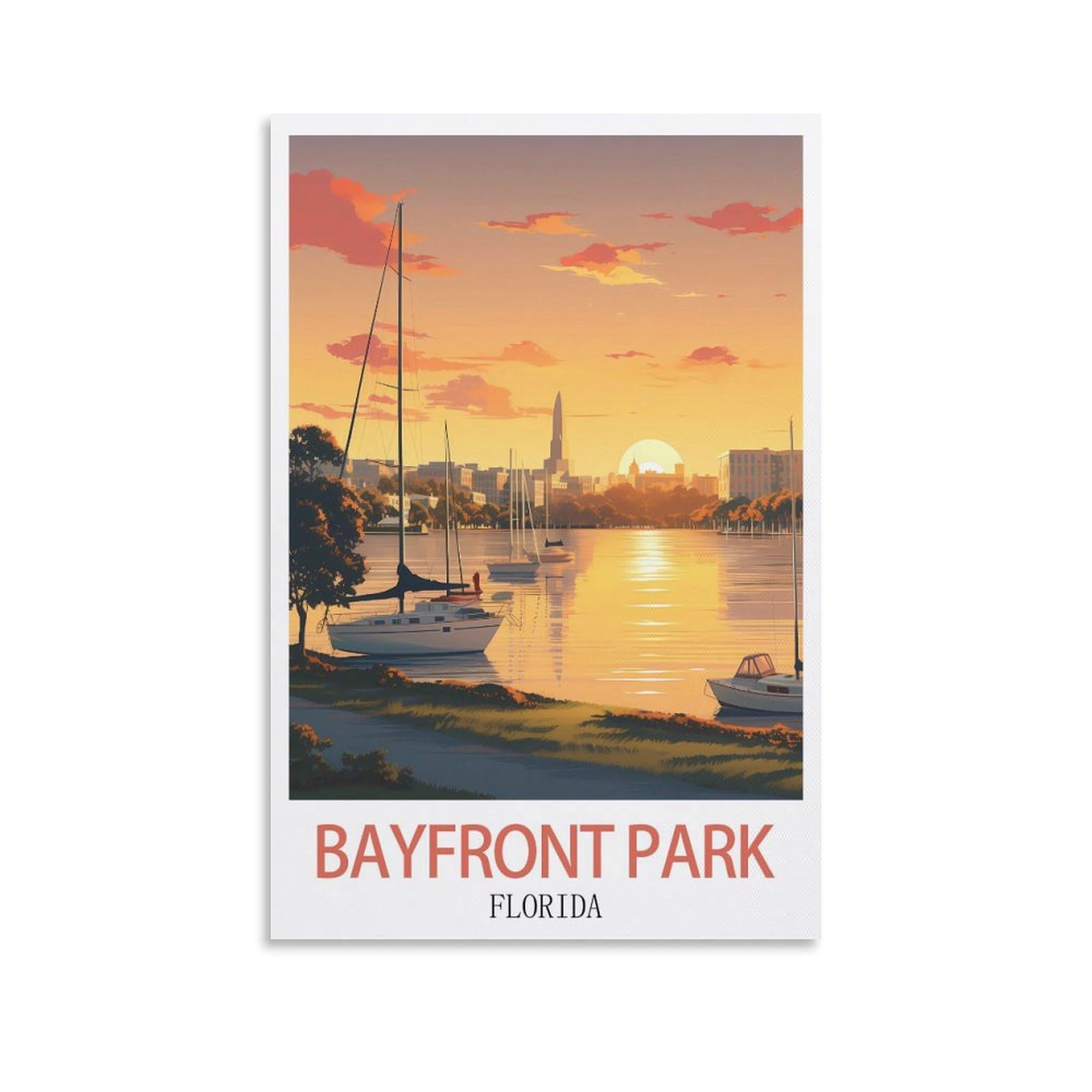 EZMLFA 5D Diamond Art Kits for Beginner,Bayfront Park Floridas,Diamond Art Kits Gem Cross Stitch Easy Kits for Beginner Crystal Art Crafts Home Wall Decor 40x50cm