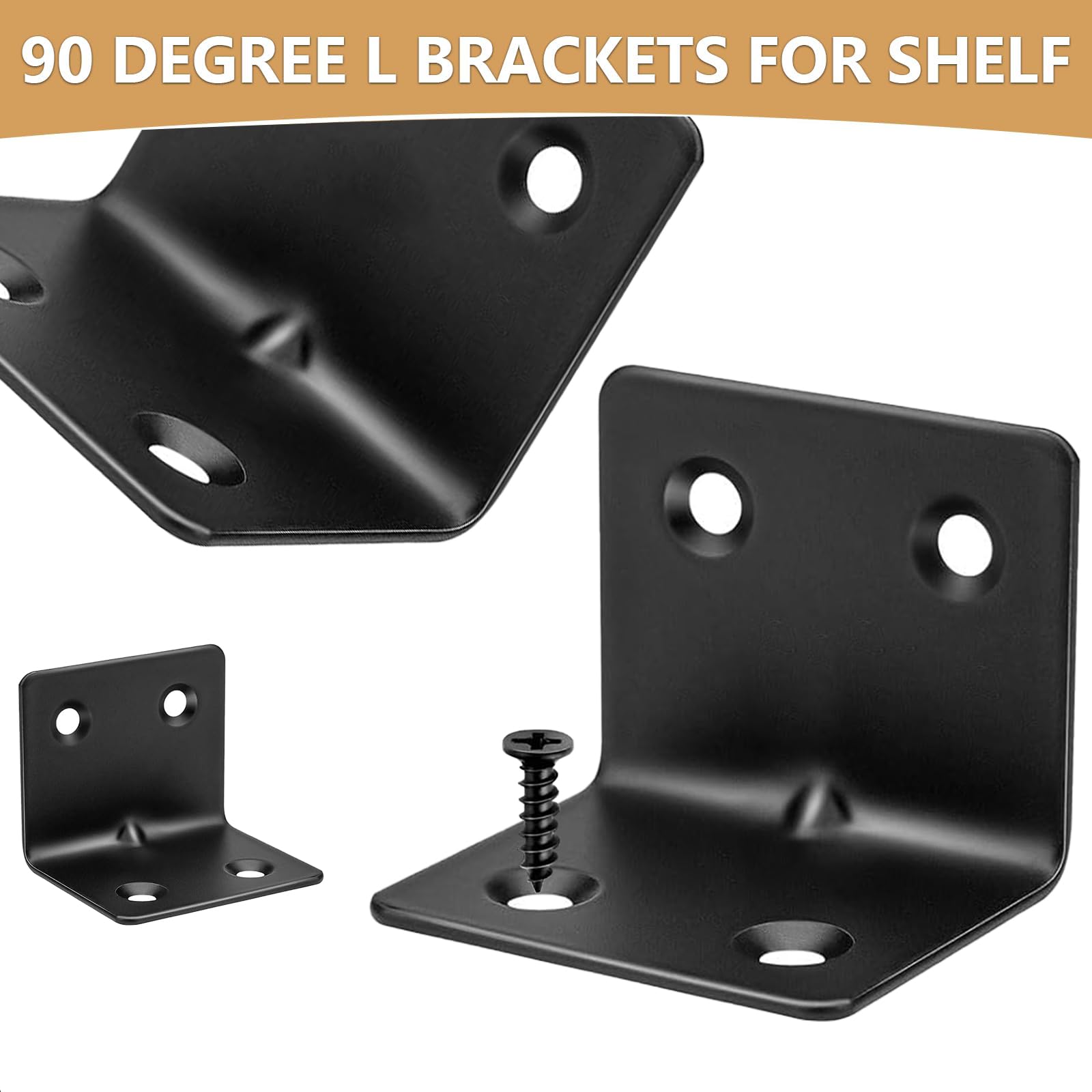 Wavanta 10Pcs Black Angle Brackets 30 x 30 x 40mm - Image 3