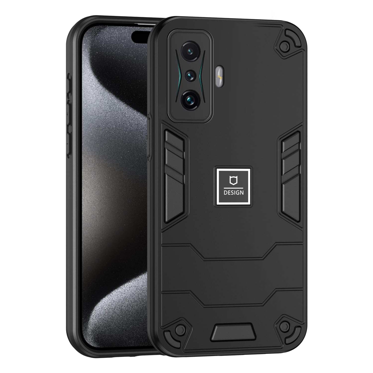 Compatible with Xiaomi Poco F4 GT 5G Case,Compatible with Redmi K50 Gaming / K50G Hard PC+TPU 2 in 1 Shockproof Camera Protection Case Covereen Black