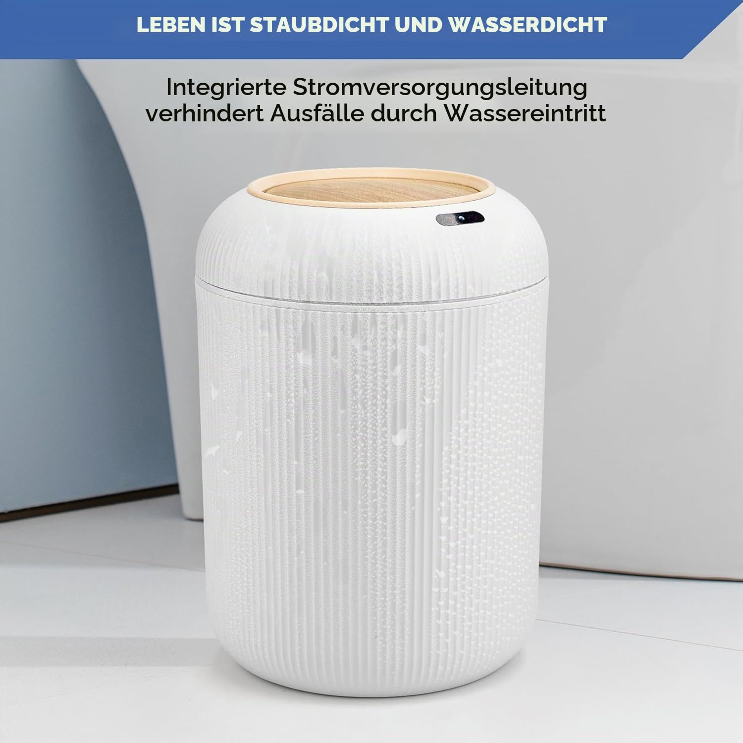 Automatic Mülleimer 10 Liter Bewegungssensor-Mülleimer Mülleimer Automatisch mit Deckel Berührungsloser Mülleimer für Küche, Badezimmer,Bad oder Büro (Weiß)