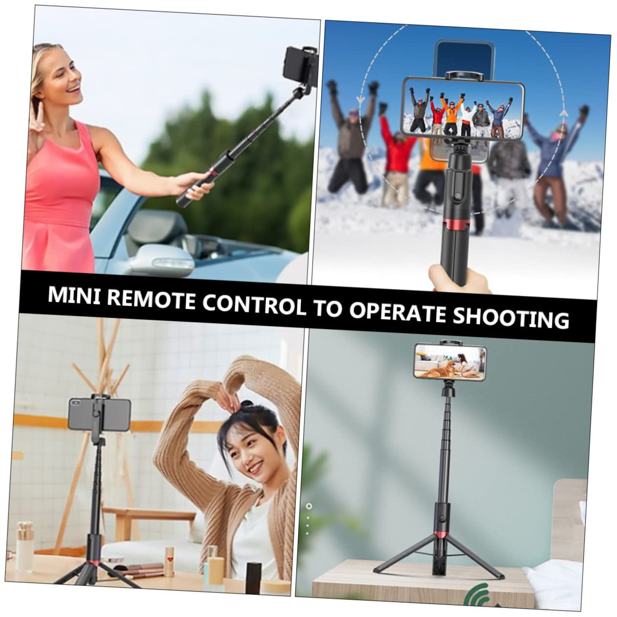 Treppiede Selfie Stick Wireless 2 in 1 in Lega di Alluminio Nero