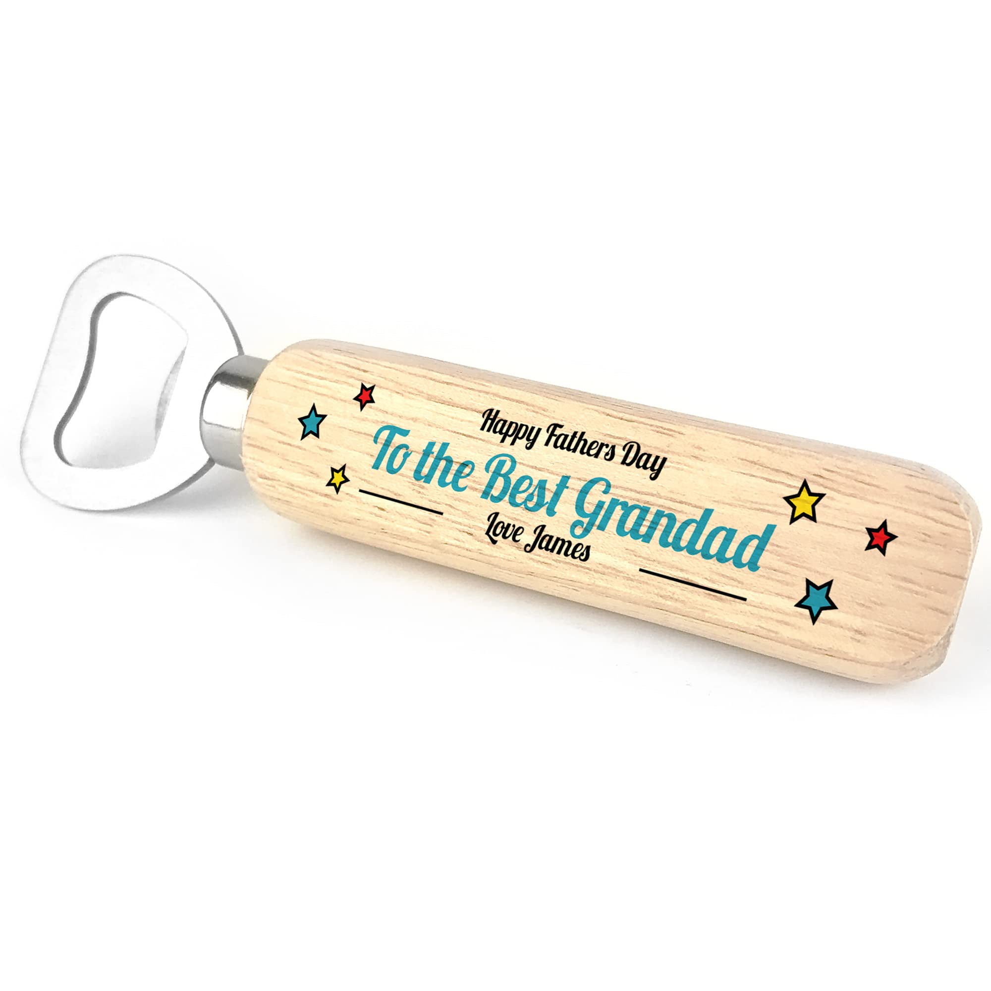 Red Ocean Personalised Fathers Day Gift for Grandad Wooden Bottle Opener Gift for Grandad Him