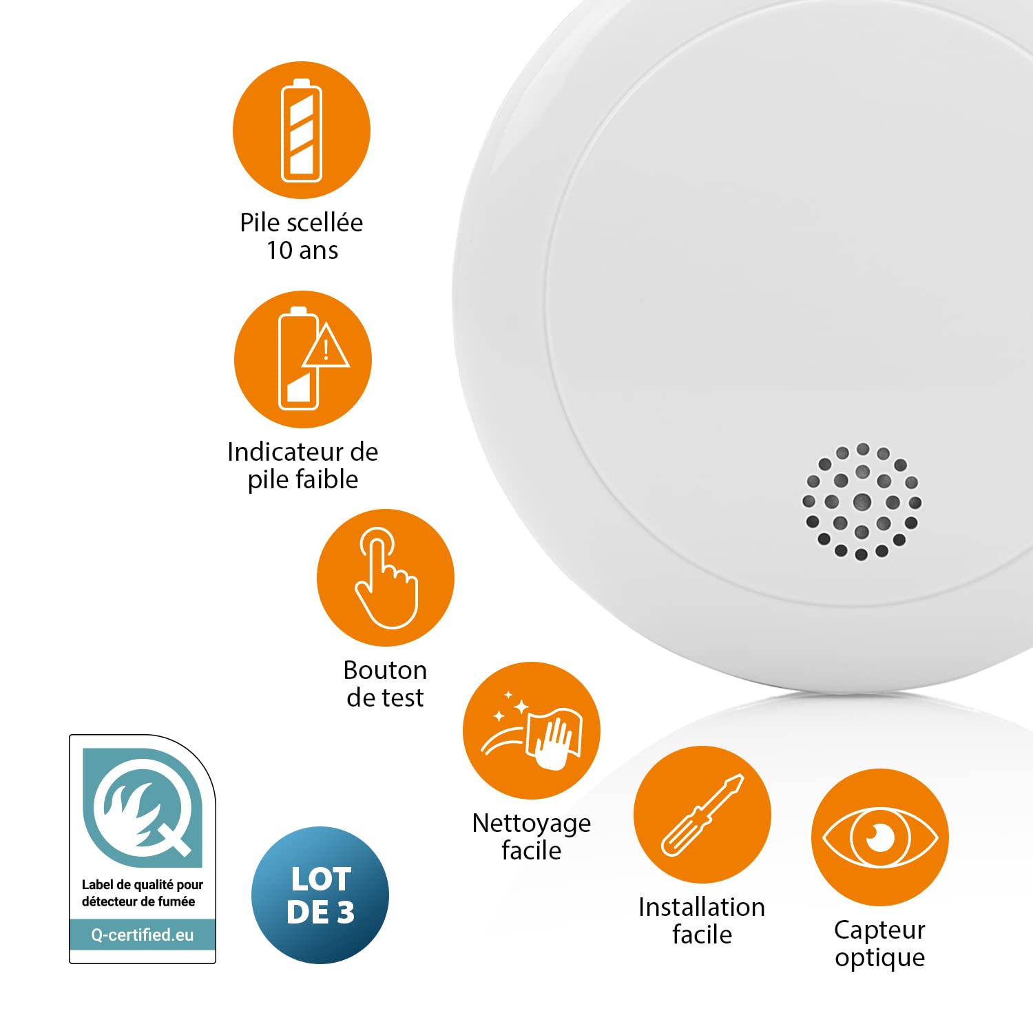 Smartwares RM218/3 Mini détecteur de fumée