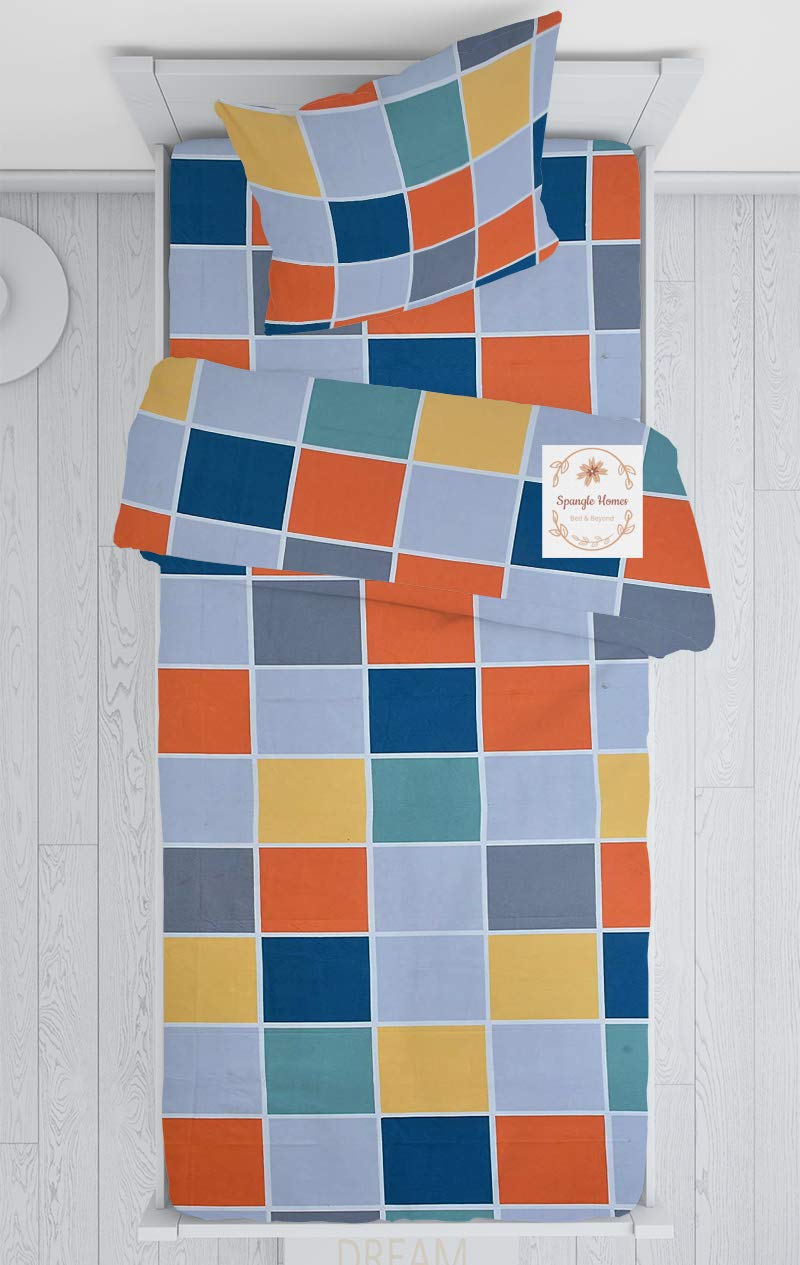 SpangleHomes Soft Glace Cotton Elastic Fitted Checkbox Design Single Bedcover and Pillow Cover Only (Multicolour, Single) (B09189Y4F5) Amazon Price History, Amazon Price Tracker
