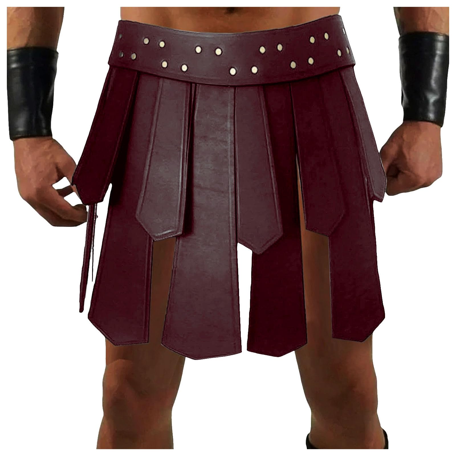 Costume da cosplay da uomo vintage vichinga, gonna in pelle gladiatore romano, minigonna medievale in pelle PU rinascimentale, gonna a nappa per feste clubwear Halloween kilt rock