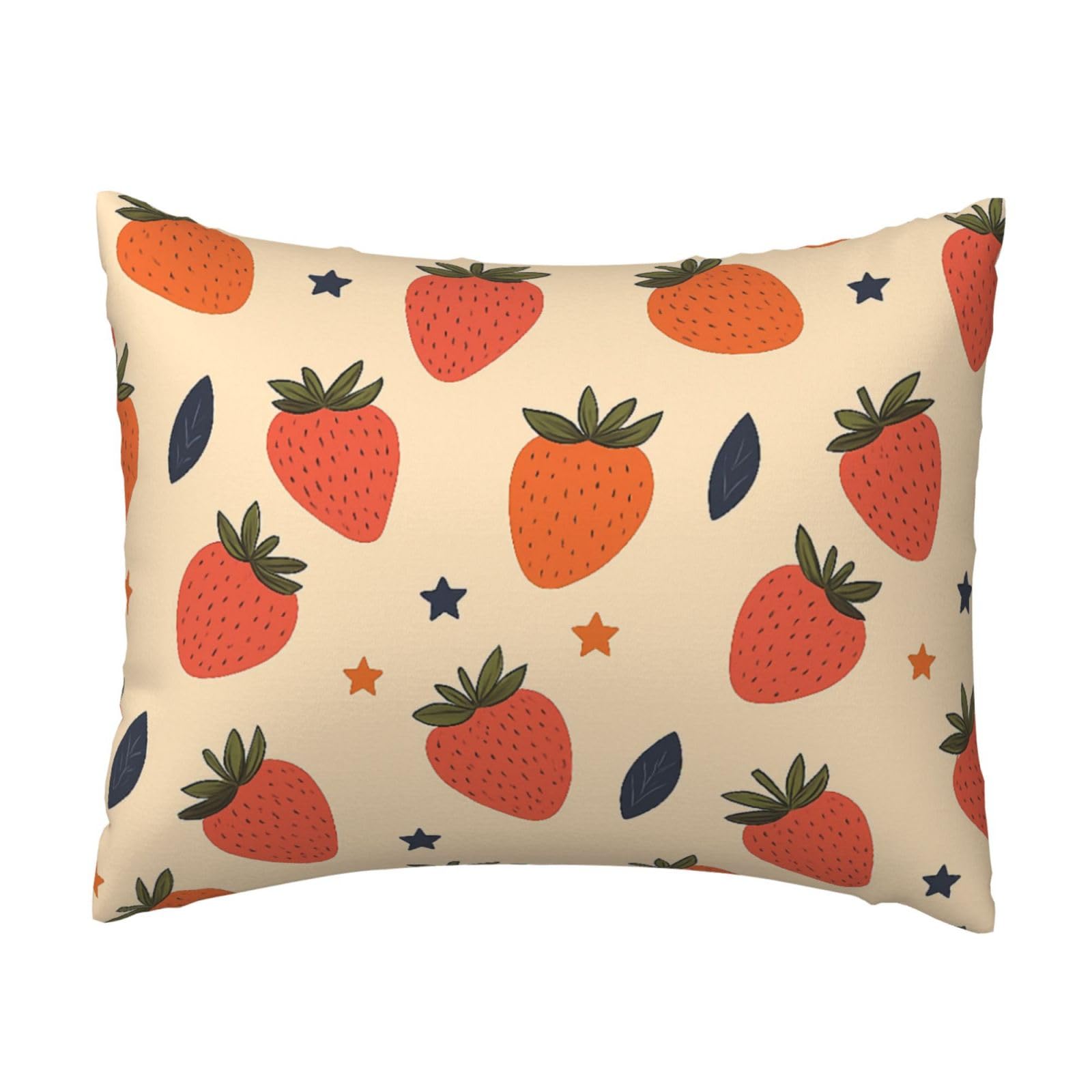 Strawberry and Star Pillowcase Soft Plush with Zipper Decorative Pillowcovers 16x20 in