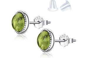 Real Green Peridot 925 Sterling Silver Crystal Stud Earrings