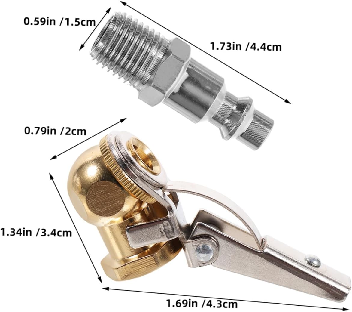 Clip on Tire Inflator Chuck Adapter 1/4 Npt Copper, 2 Set