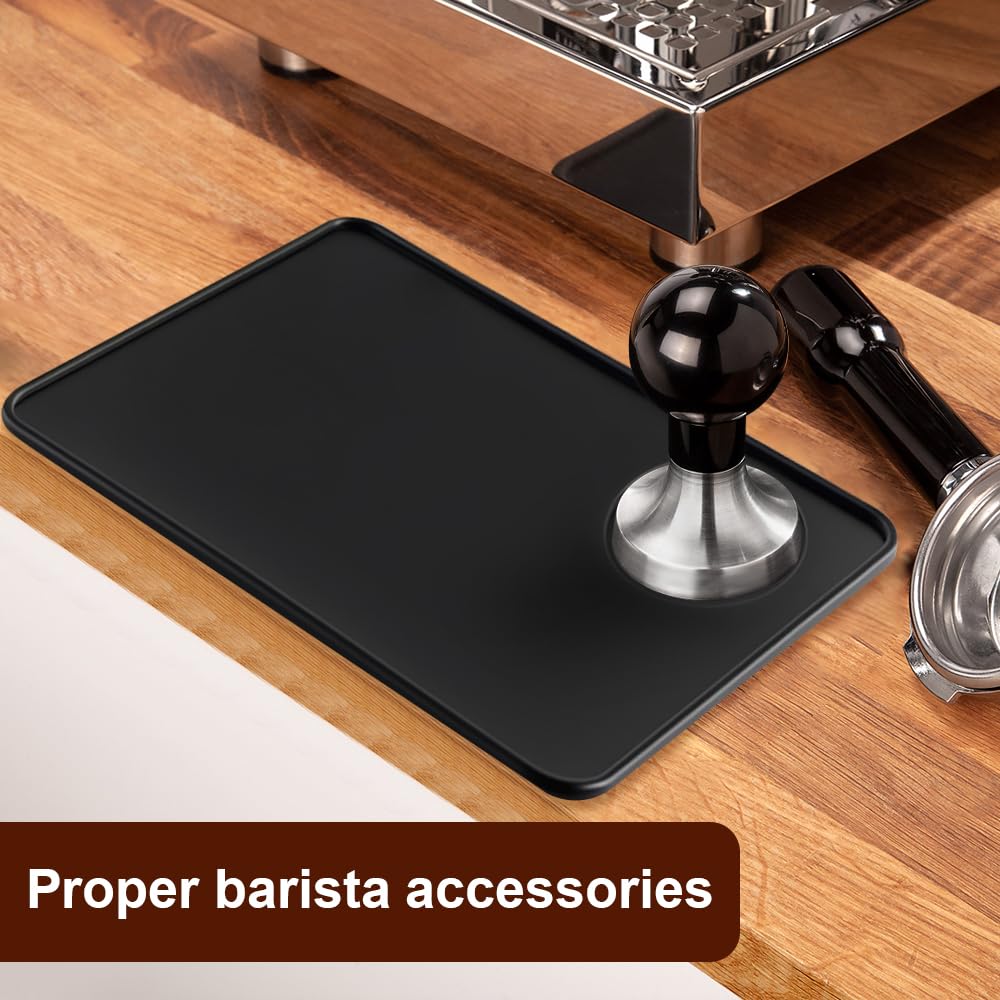 SHAPEPOTY Tampermat met tafelrandbescherming - Antislip aanstampmat van hoogwaardige siliconen - Barista-accessoire met inkeping voor de portafilter
