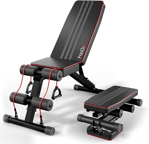 Miniatura 12 de Banco de pesas plegable ajustable para gimnasio en casa, capacidad de 660 libras, banco de entrenamiento multifuncional, resistente y duradero para