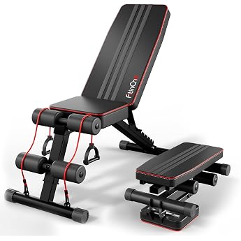 FitinOne Weight Bench Foldable Adjustable Multifunctional Training Bench Incline Bench for Full Body Workout 6-in-1 Fitness Bench for Home or Gym 300 kg Weight Capacity