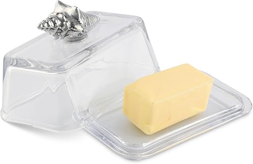 Miniatura 2 de Arthur Court Mantequillera de cristal con perilla de tapa  Diseño clásico de 2 piezas cubierta para mantequilla  Cubre y sostiene un palo estándar