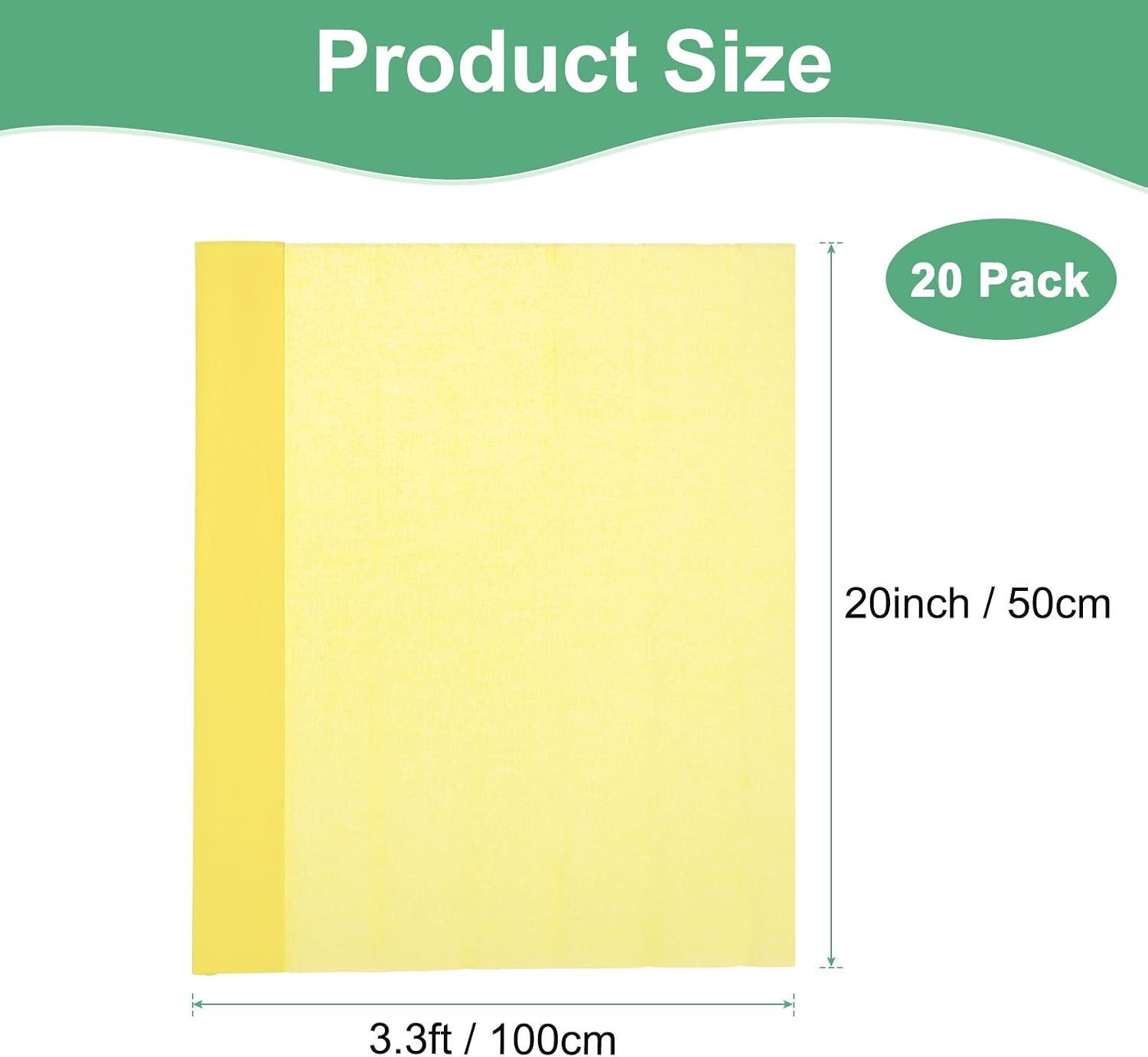 M METERXITY 20-Pack Crepe Paper, 3.3ft x 20 Inch /100 x 50cm Soft Wide Crepe Paper Streamer Sheet, Decorative Craft Streamer for DIY Craft/Flower Making/Decoration [Lemon Yellow] image 3